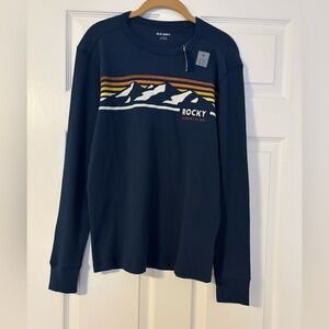 Old Navy Thermal Rocky Mountains Long Sleeve Shirt Navy Women’s Small NWT